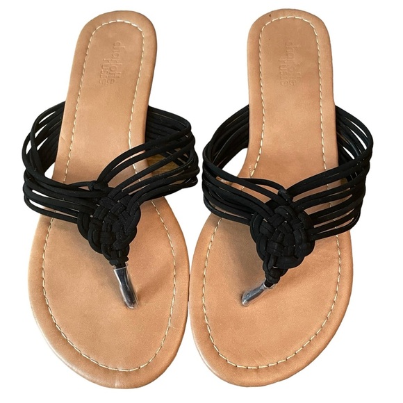 Charlotte Russe black macrame flat Sandals, size 7 - Picture 1 of 5